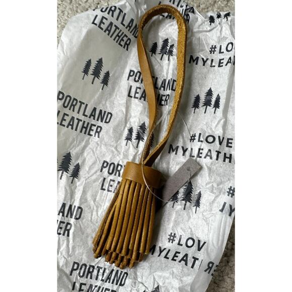 New Portland Leather Goods Pom Tassel Honey Light Brown MSRP $30 - Picture 2 of 2